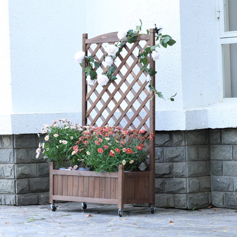 Handmade Wood Planter Box, Dark Brown
