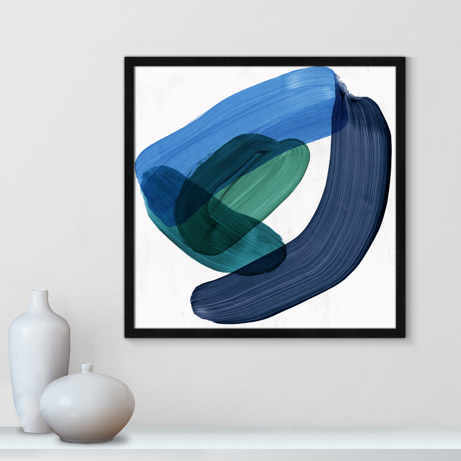 Smooth Bend II Painting, 23.5" H x 23.5" W x 0.75" D, Black