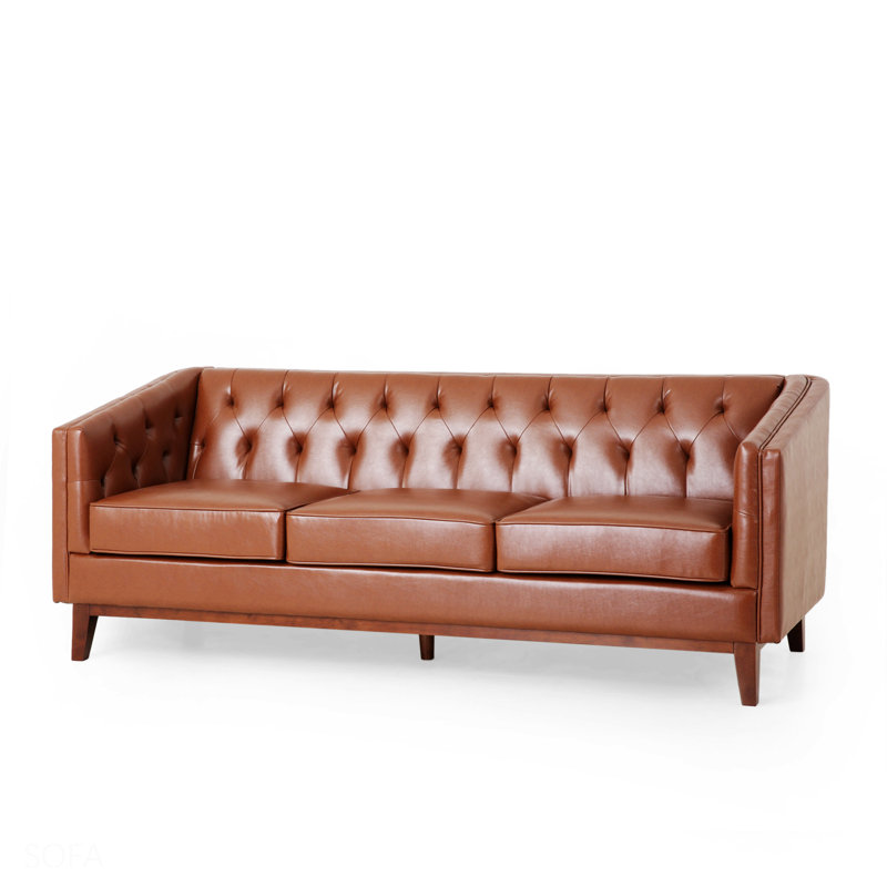 Davidjohn Mirod 81'' Sofa with Tufted Back Solid Wood Legs Elegant Retro Design for Living Room and Study