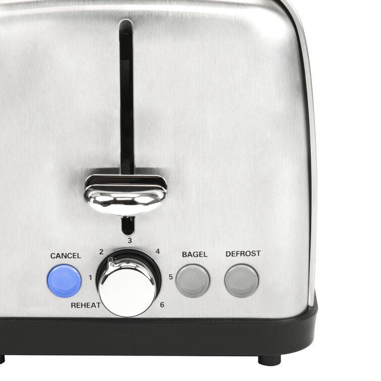 HomeCraft Stainless Steel 2-Slice Toaster, Extra Wide Slots, Blue  LED-Lighted Controls, Bagel, Defrost & Cancel, 6 Adjustable Browning  Levels, Perfect for Bread, English Muffins, Waffles, & More & Reviews