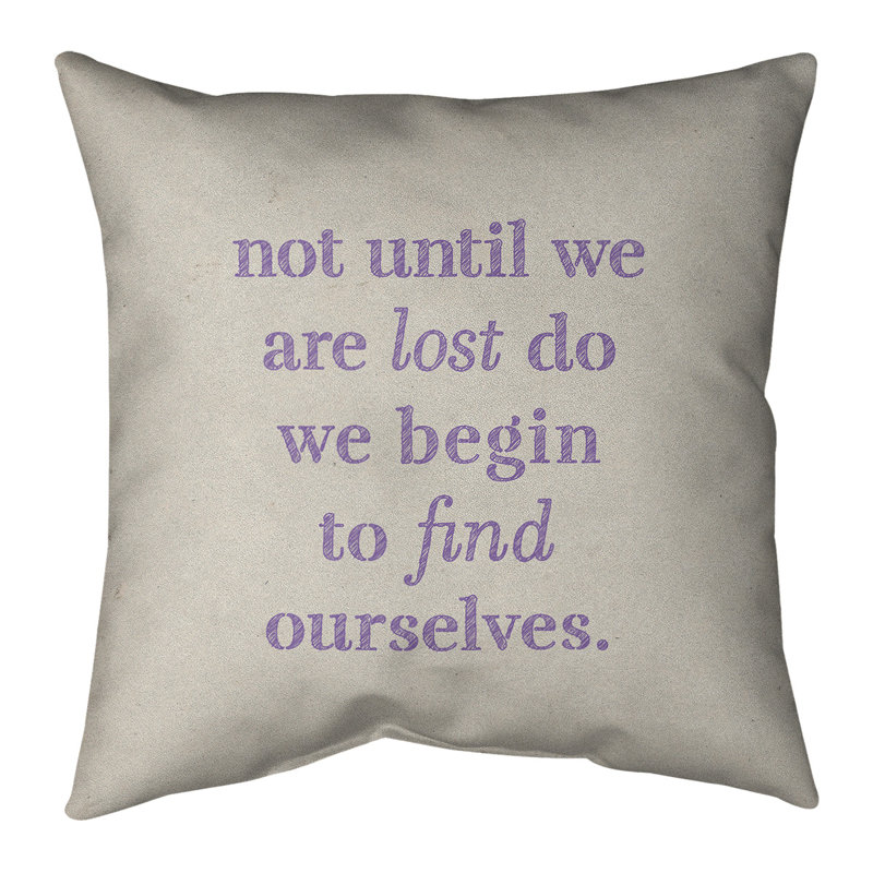 Coussin de citation à l’écriture pour la recherche, 20 po x 20 po, Blanc / Mauve