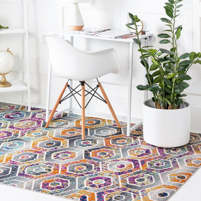 Geometric Indoor Rug, Rectangle 4'1" x 5'11"