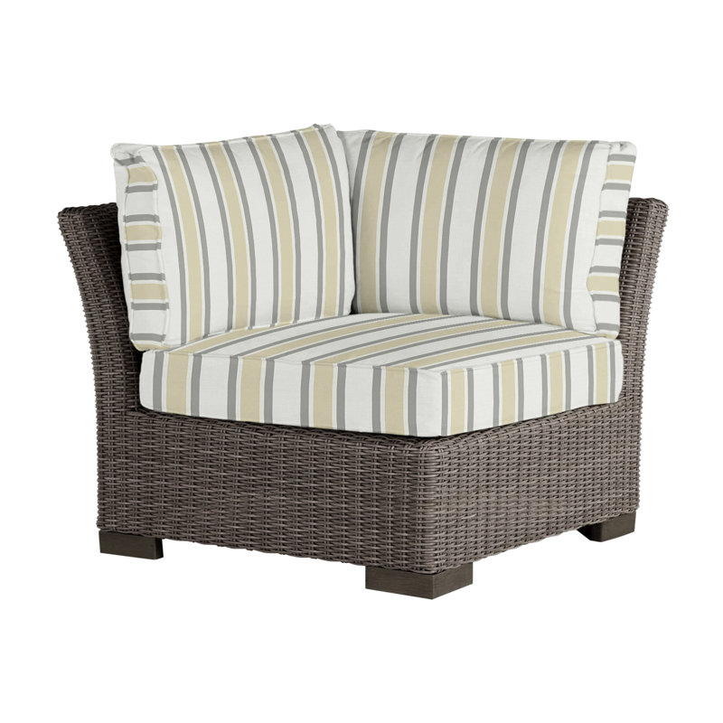 Club Woven Patio Lounge Chair with Cushions, Welt, Black Walnut, Intermix Indigo