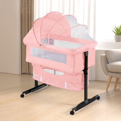 3 In 1 Infant Bassinet Crib Side Sleeper, Crib Side Crib, Adjustable Infant Bassinet With Wheels, Storage Basket, Mattress, Easy To Assemble And Fold Portable Infant Bassinet