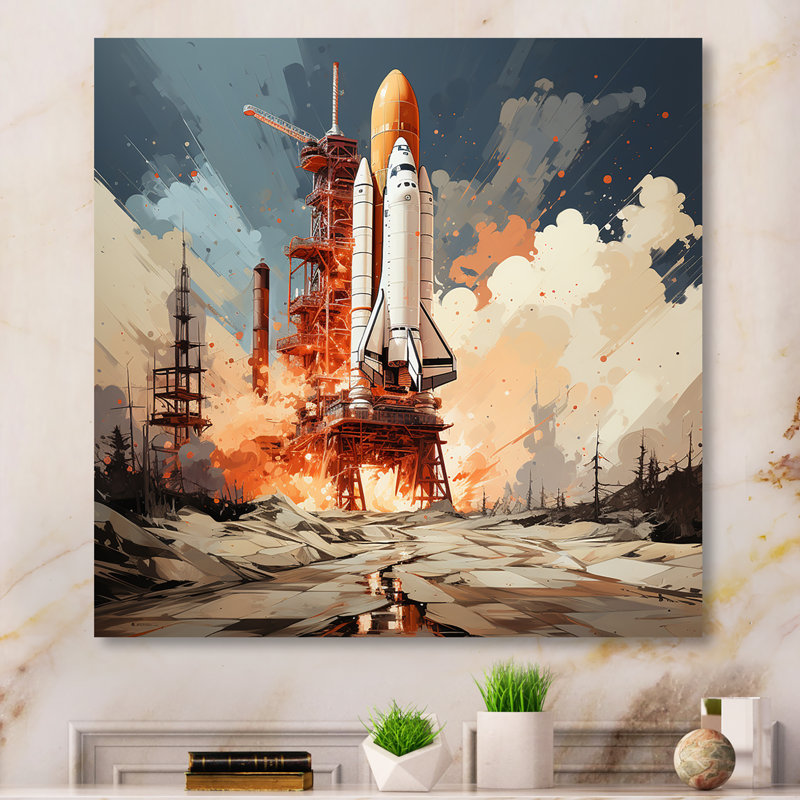 " Modern Space Shuttle Launch ", 30" H x 30" W x 1" D