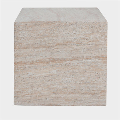 Outdoor/Indoor Square Travertine Lightweight Concrete Side Table