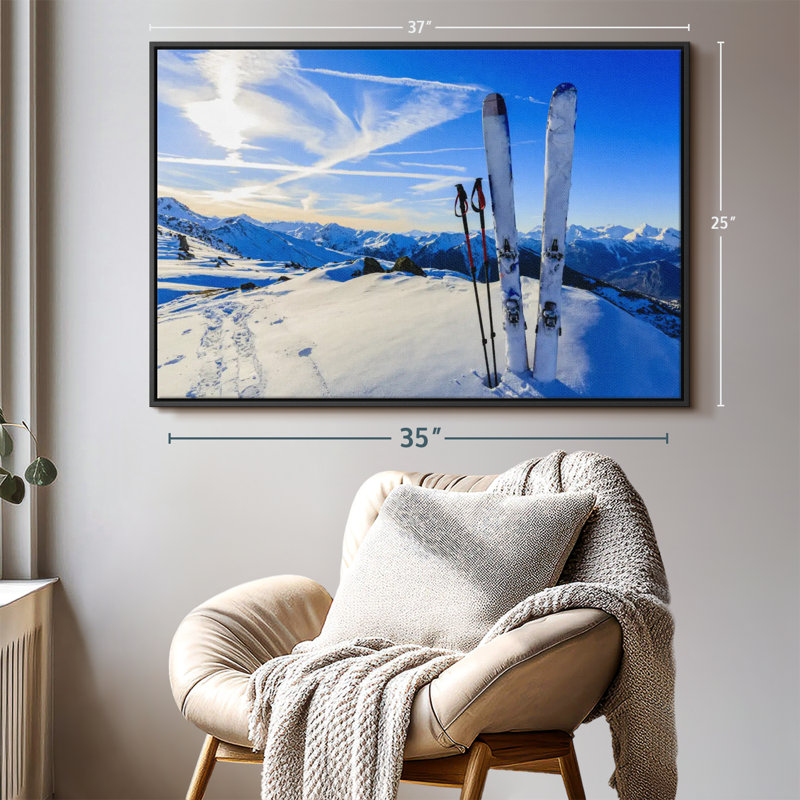 Impression sur toile Snowy Mountain Ski Trip, H 25 po x l 37 po