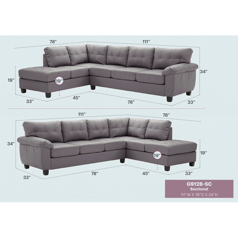 Canapé modulaire moderne avec méridienne, Gris