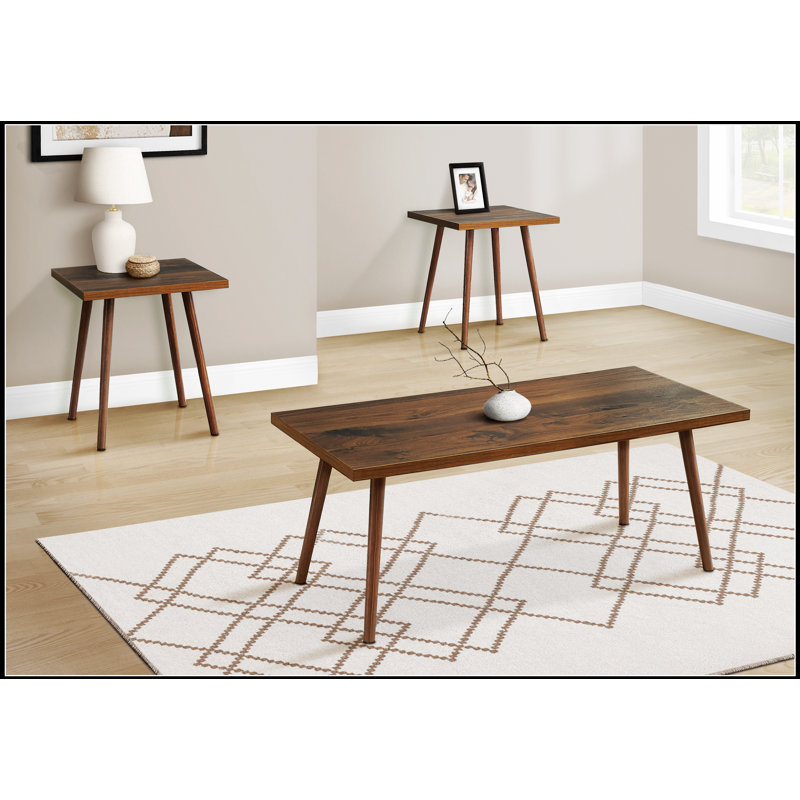 Ensemble de tables tendance 3 pièces avec tables basses et tables de bout pour un décor de salon moderne, Noyer foncé