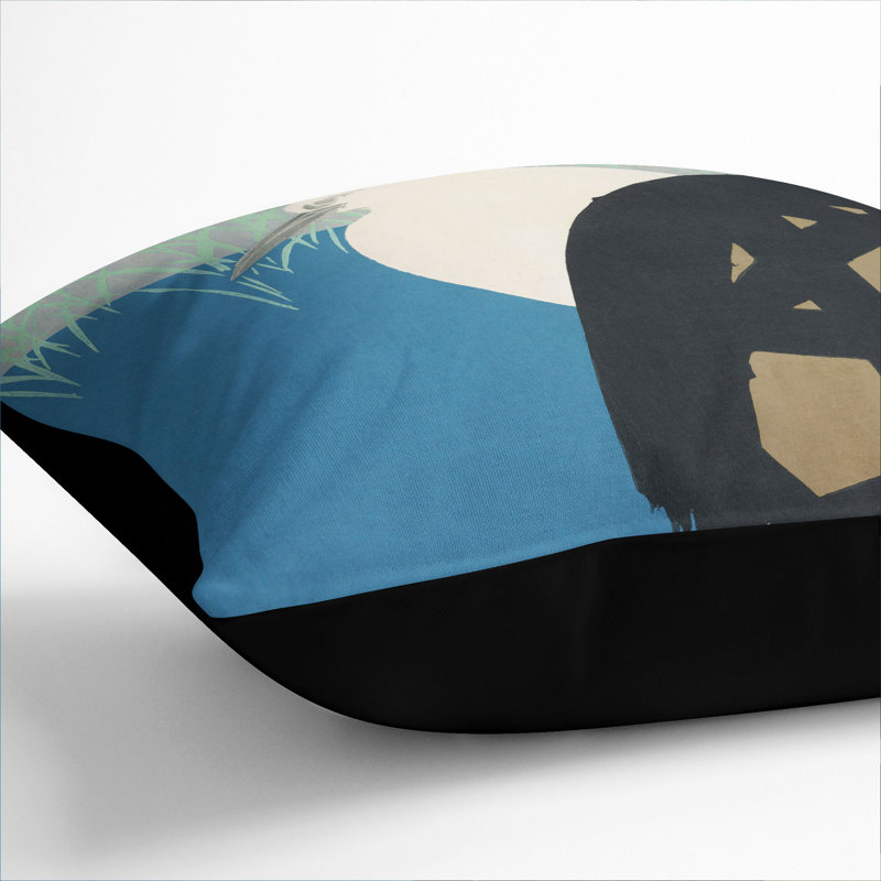 White Heron Scatter Cushion, Black, 40cm H x 40cm W x 15cm D