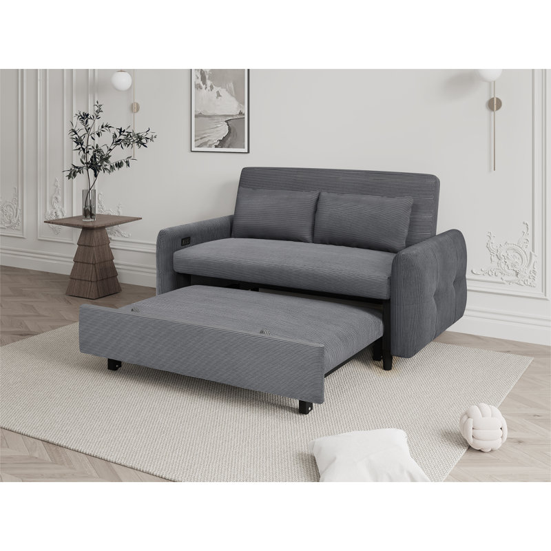 Velko 56.23'' Square Arms Loveseat, Dark Gray