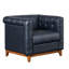Fauteuil demi-tonneau carré en cuir véritable transitionnel 35,25 po Alisier-110361325