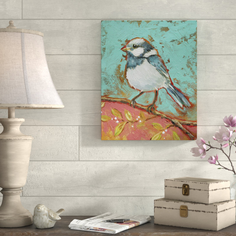«Bright Bird I», reproduction de peinture acrylique sur toile tendue, H 16 po x l 20 po x P 1,5 po