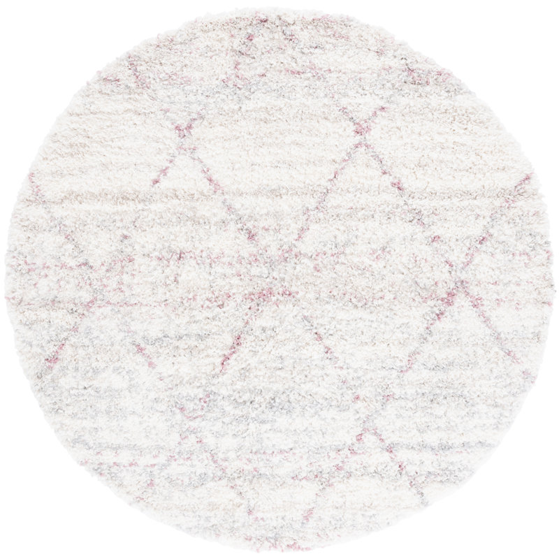Shaylen Shag 800 Performance Geometric Rug, Round 6'7"