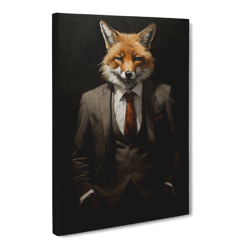 Fox in a Suit Painting - Wrapped Canvas, 60cm H x 40cm W x 3cm D