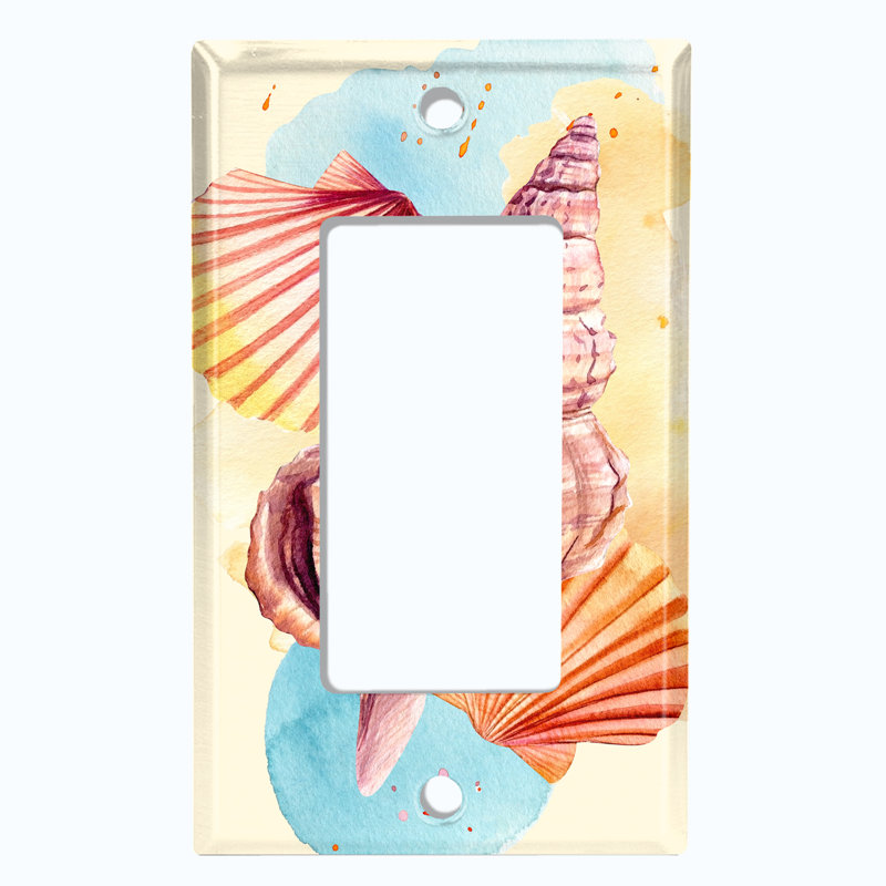 Sea Shell Clams Sand Beach Patterned 1 - Gang Rocker Standard Wall Plate