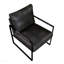 Fauteuil d'appoint, revêtement en similicuir gris foncé, structure en métal noir