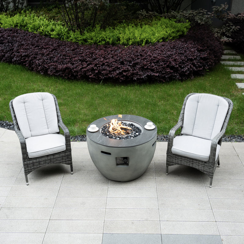 Wicker 2 - Person Patio Conversation Sets With Fire Pit Table