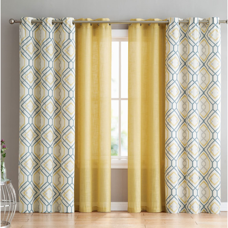 Minchinhampton Semi Sheer Curtain, Yellow, 28" W x 84" L