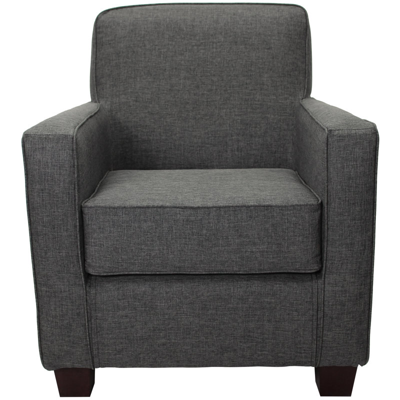 Upholstered Armchair, Jitterbug Grey Performance Basketweave