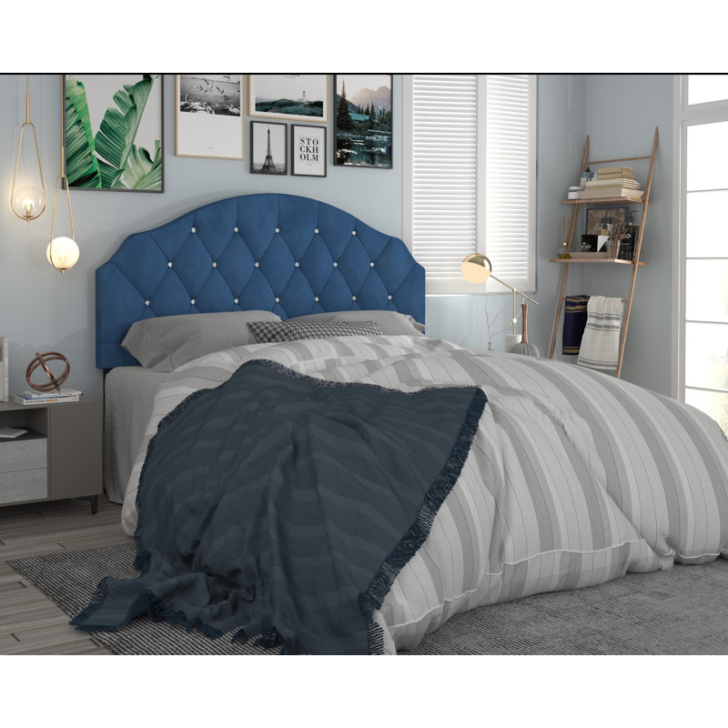 Ameer Upholstered Headboard, Blue, Twin