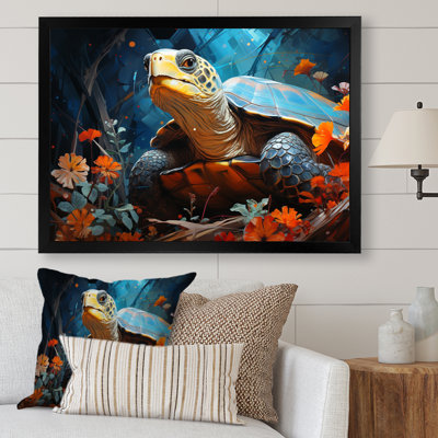 «Turtles Journey», collage floral sur toile