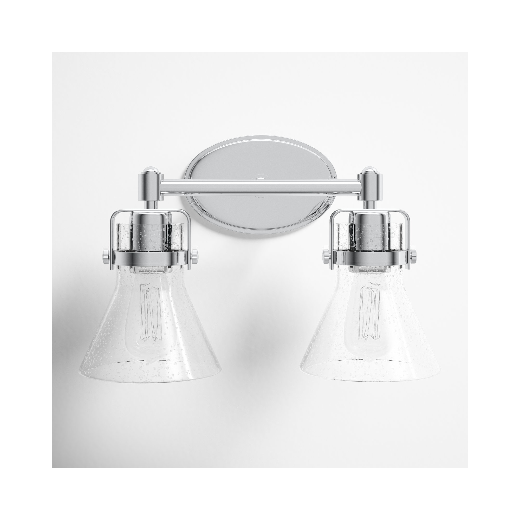 2 Light Seeded Dimmable Vanity Light, No, Polished Chrome