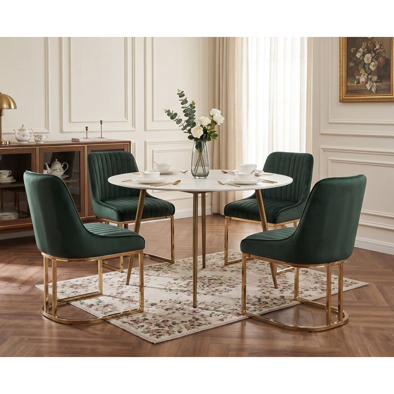 47cm H Velvet Upholstered Metal Accent, Green