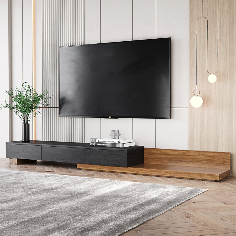 Kesort Extendable TV Stand for TVs up to 85'' with Storage Drawers, Black/Brown