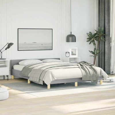 Base de lit en tissu Pranavi vidaXL, support de lattes, sans matelas
