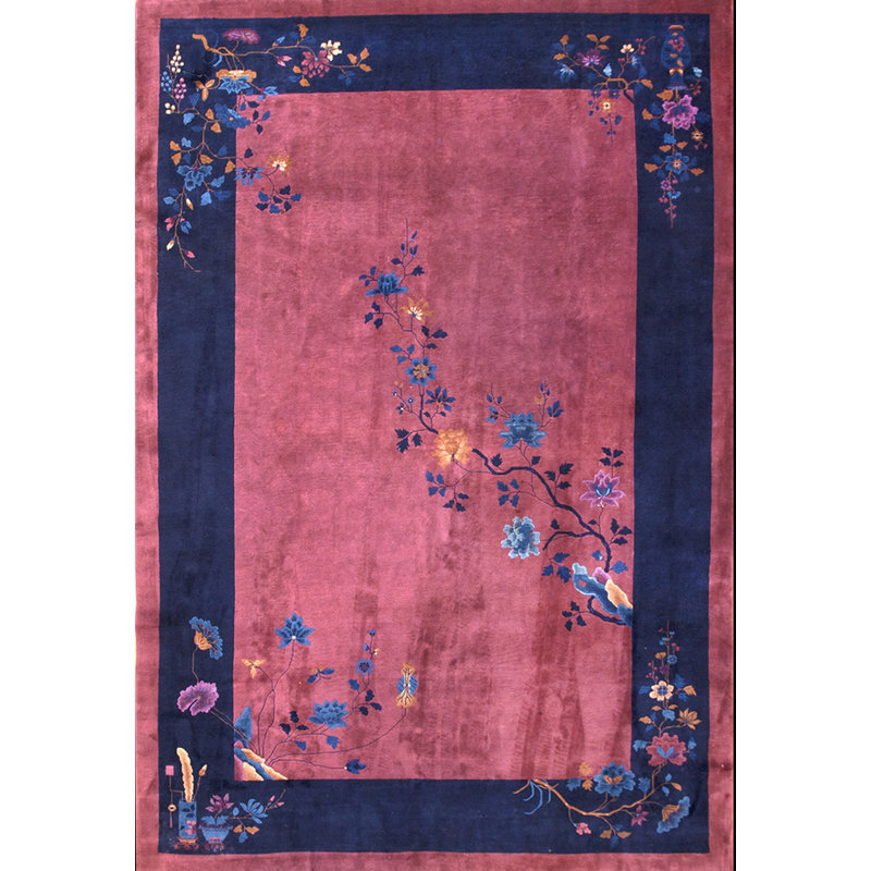 Tapis rectangulaire en laine noué à la main mauve antique de style art déco des années 1920