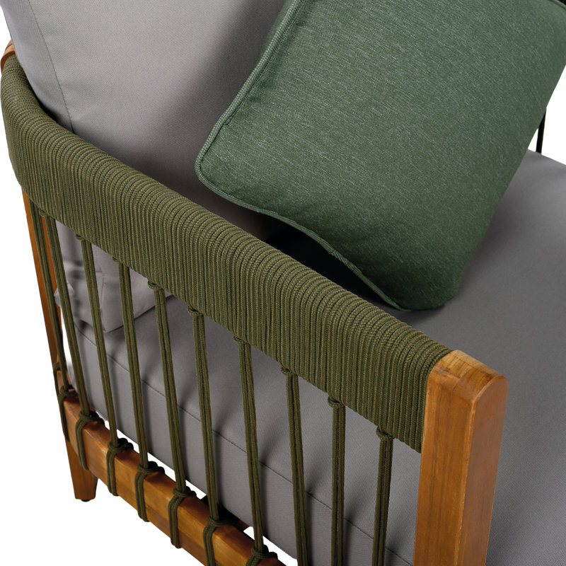 Fauteuil club d'extérieur en bois d'acacia, Gris