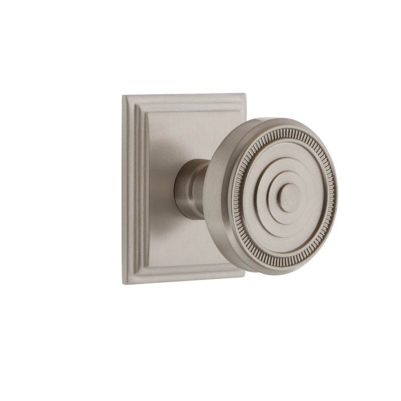 Grandeur Carré Square Rosette With Soleil Knob, Satin Nickel