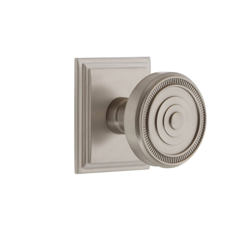 Rosette Grandeur Carré avec bouton Soleil, Nickel satiné