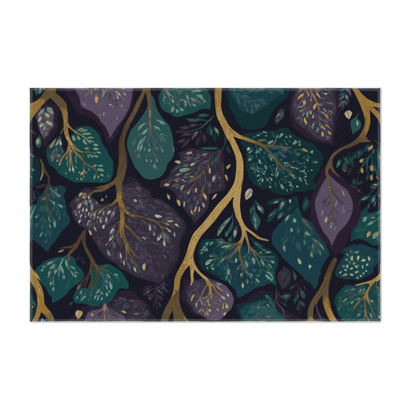 Hidden Sprigs Indoor And Outdoor Area Rug, Rectangle 1'6" x 2'6"