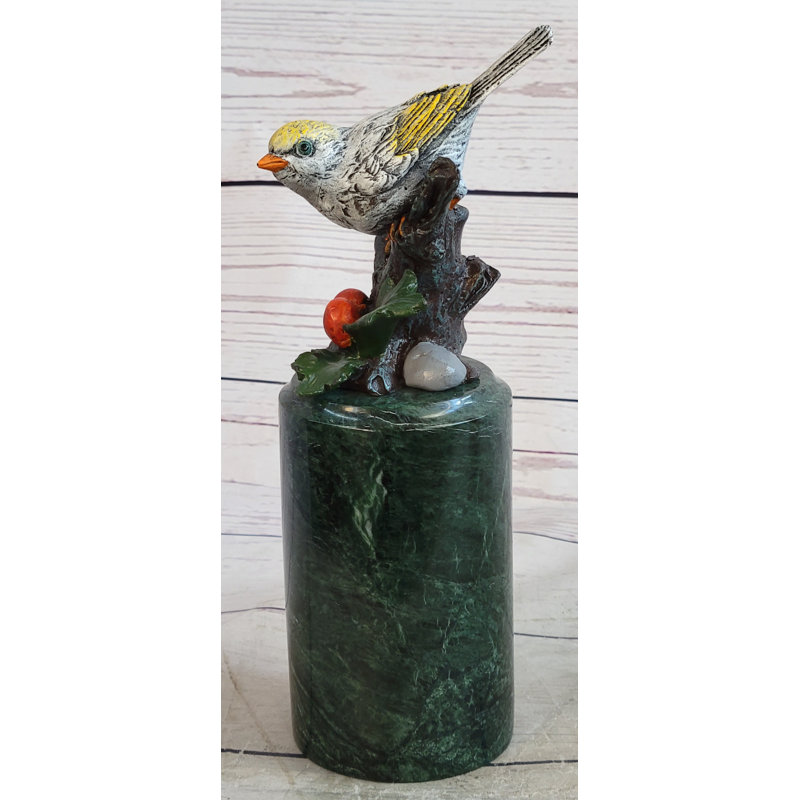 Bronze Song Bird Sculpture on Marble Base
