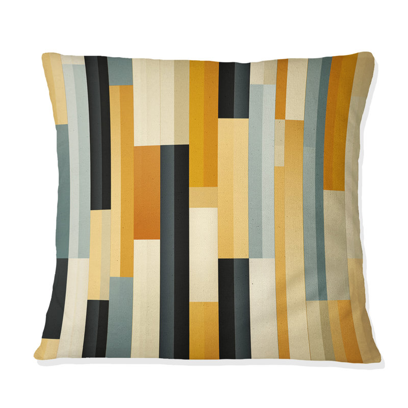 Coussin décoratif en polyester à rayures jaunes, H 18 po x l 18 po