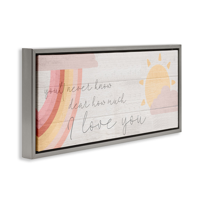 «Love You» par Daphne Polselli, Cadre flottant gris lustré, H 14 po x l 31 po
