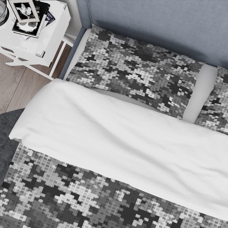 Ensemble de housse de couette en microfibre blanc / noir 3 pièces