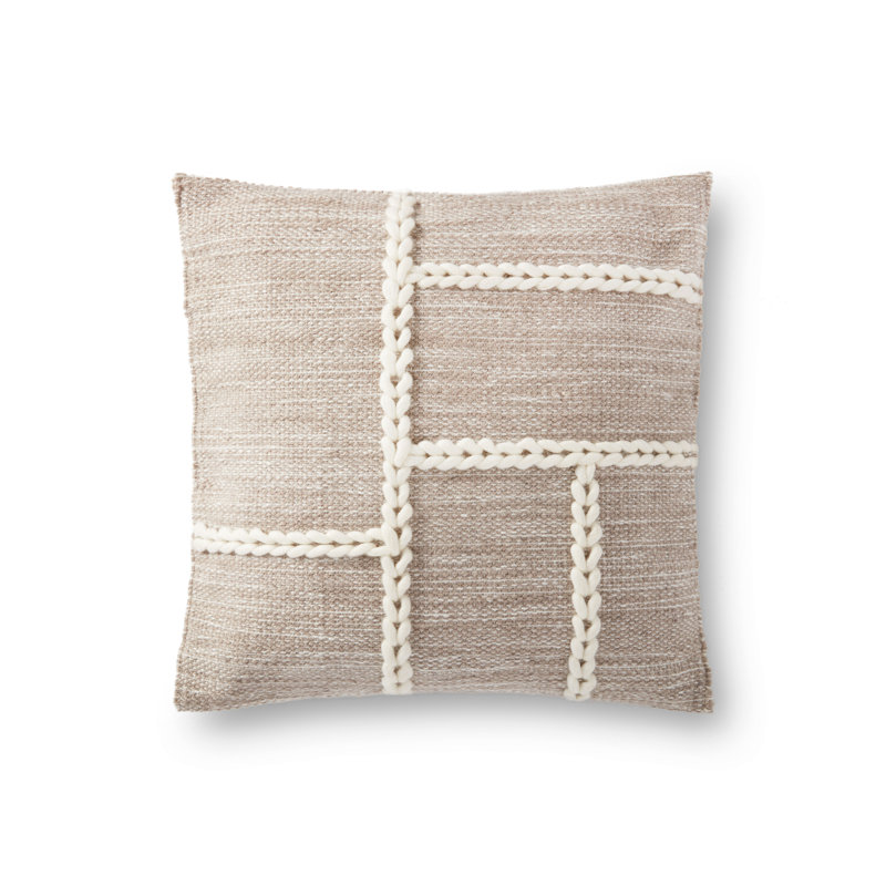 Decorative Square Pillow Cover, Grey/Natural