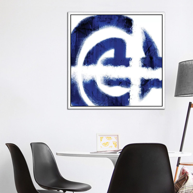 Indigo Prophecy II by Marcus Prime - Painting on Canvas, 93.98cm H x 93.98cm W x 3.81cm D, White Framed