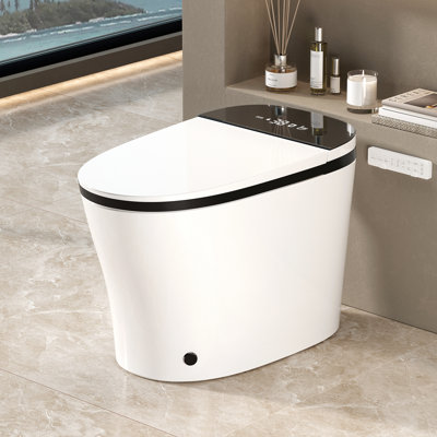 Smart Bidet Toilet With Auto Open/Close Lid, Auto Flush & Foot Sensor, Heated Seat, Warm Water Wash, LED Display, Night Light, 12-Inch Rough-In