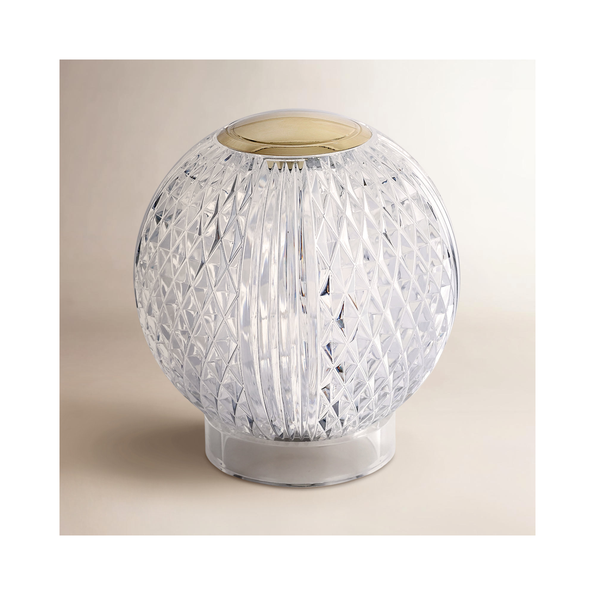 Marni Metal Globe Lamp, Clear/Natural Brass, 5" H x 4.38" W x 4.38" D, Natural Brass