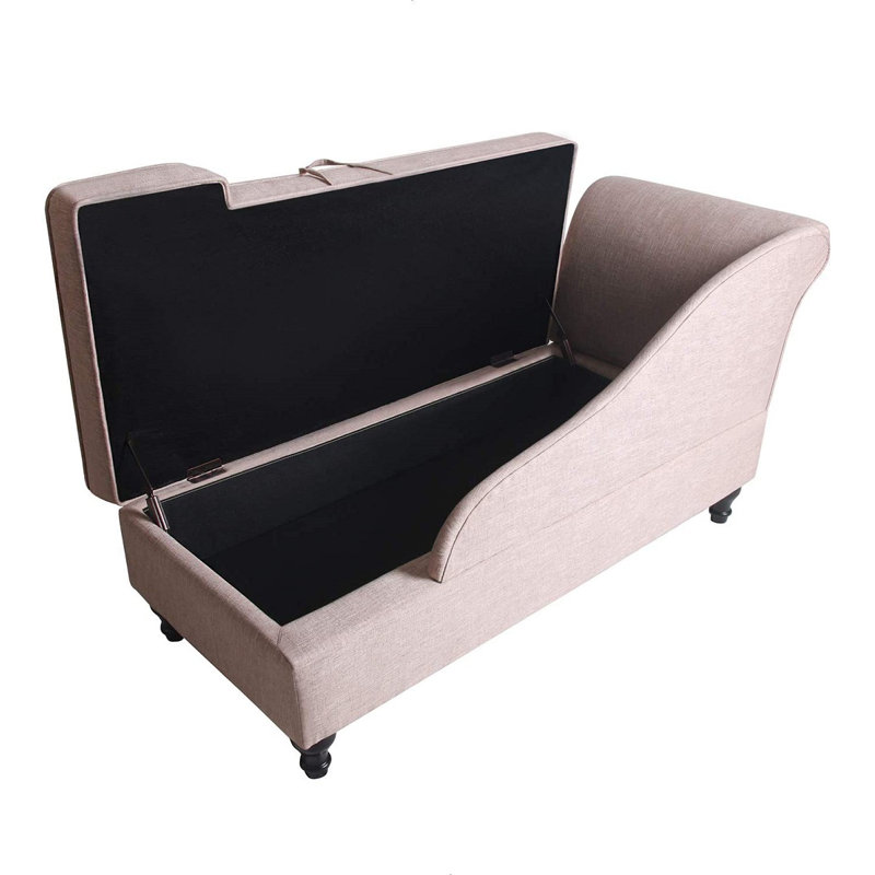 Chaise longue à accoudoir gauche avec rangement Rhoda