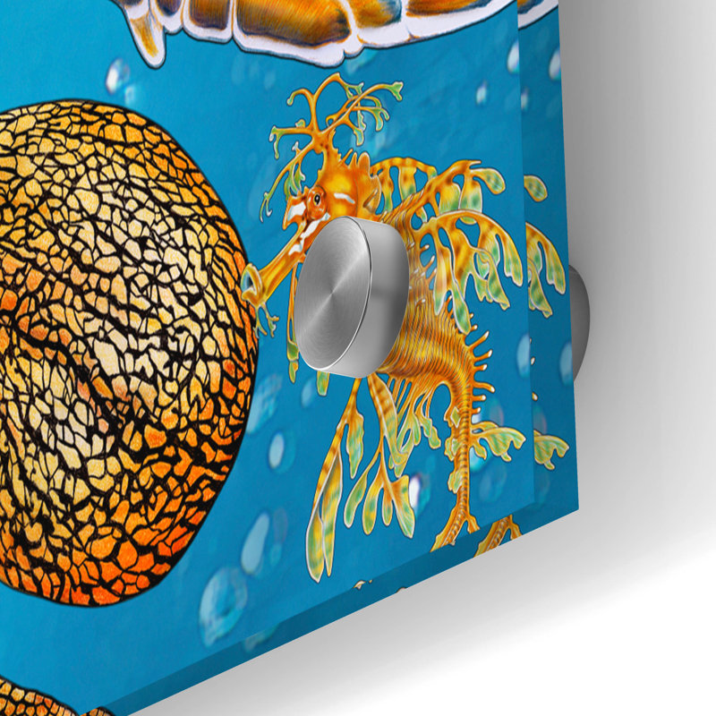 Art mural en verre épique «Sea Life Of The World» par Tim Jeffs, 36 po x 24 po, H 24 po x l 36 po