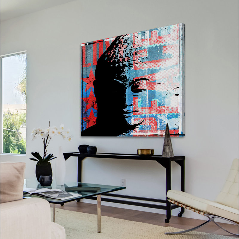 « bouddha graffiti » par rick martin, reproduction d’art sur toile tendue, H 18 po x l 18 po x P 1,5 po