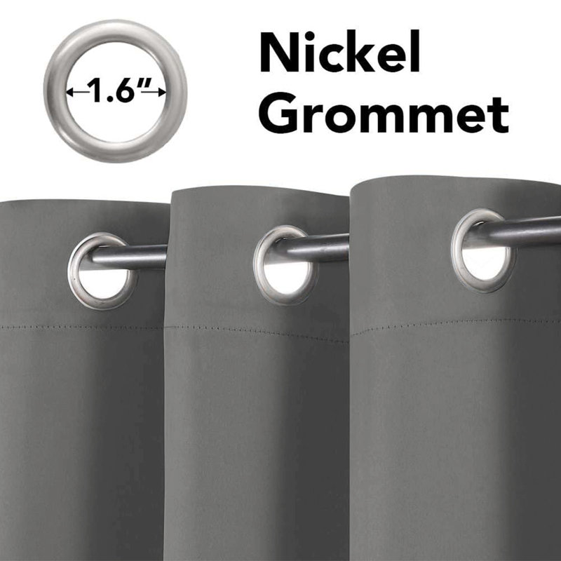 100 % Polyester Blackout Eyelet Room Darkening  Thermal Curtain (Set of 2), Light Grey, 168 cm Width x 228 cm Drop
