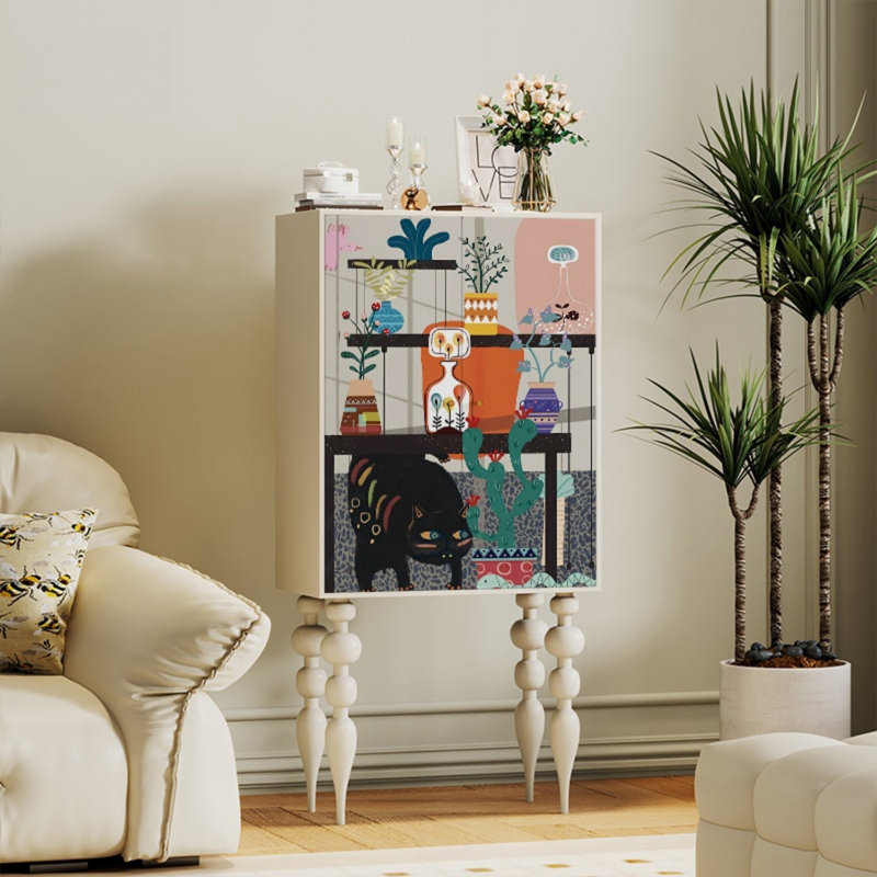 Armoire moderne à double porte minimaliste, Crème, crème