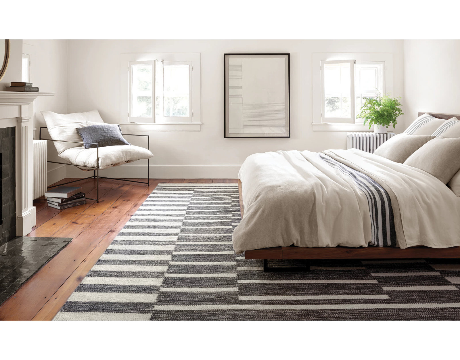 Linen Chenille Stripe Duvet Cover Set, Full/Queen Duvet Cover