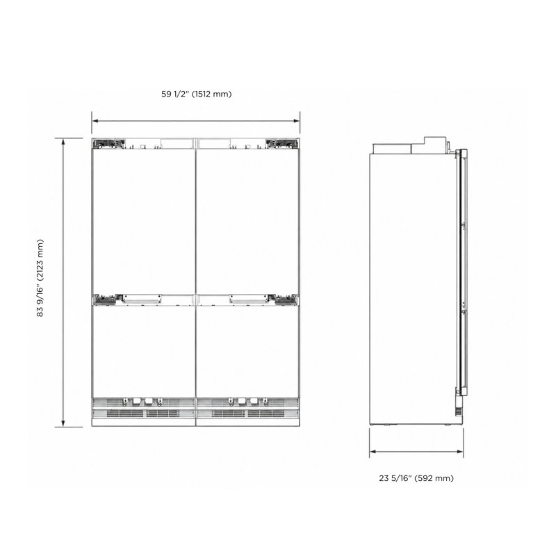 Kucht Built-in Side By Side Refrigerator, 59.5"